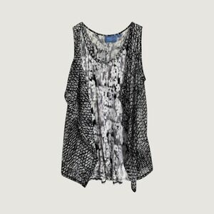 Simply‎ Vera Wang Watercolor Artwear Whimsygoth White Grey Sleeveless Top Size M